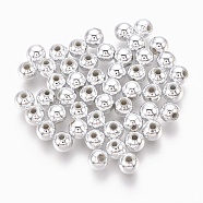 ABS Plastic Beads, Eco-Friendly Electroplated Beads, Round, Silver Plated, 5mm, Hole: 1.6mm, about 7500pcs/500g(KY-G007-5mm-S)