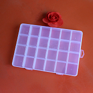 Plastic Bead Containers, 24 Compartments, Rectangle, Clear, 19x13x2.1cm(CON-YW0001-07)
