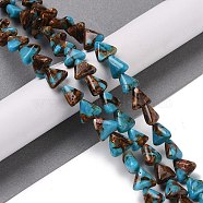 Assembled Bronzite and Synthetic Turquoise Beads Strands, Triangle, 9.5~10x11x5~6mm, Hole: 1.2mm, about 42pcs/strand, 15.47''~15.75''(39.3~40cm)(G-Q017-B02-01)