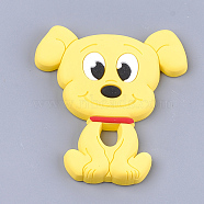 Food Grade Eco-Friendly Silicone Puppy Beads, Chewing Beads For Teethers, DIY Nursing Necklaces Making, Beagle Dog, Yellow, 90~91x81x12mm(SIL-T052-07C)