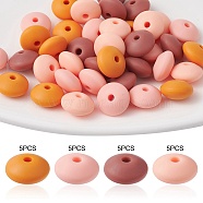 20Pcs 4 Colors Food Grade Eco-Friendly Silicone Focal Beads, Chewing Beads For Teethers, DIY Nursing Necklaces Making, Rondelle, Mixed Color, 12x12mm, Hole: 2.5mm, 5pcs/color(SIL-YW0001-12C)