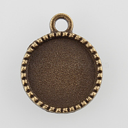 Flat Round with Tree Alloy Pendant Cabochon Settings, Cadmium Free & Nickel Free & Lead Free, Antique Bronze, Tray: 14mm, 20.5x17x2mm, Hole: 2mm(X-PALLOY-N0088-51AB-NF)