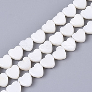 Natural Freshwater Shell Beads Strands, Top Drilled Beads, Heart, Creamy White, 6~7x5.5~7x2.5mm, Hole: 0.7mm, about 62pcs/strand, 14.57 inch(37cm)(X-SHEL-N027-01)