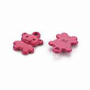 Spray Painted Alloy Charms, Cadmium Free & Lead Free, Bear, Cerise, 14x10x2mm, Hole: 1.6mm(PALLOY-Q433-034E-RS)