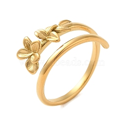 304 Stainless Steel Rings, Flower, Real 18K Gold Plated, Inner Diameter: 18mm(RJEW-E293-01G)