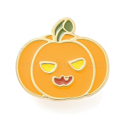 Halloween Theme Golden Alloy Brooches, Enamel Pins, Pumpkin, 27.5x30x1.5mm(JEWB-Z023-01A)