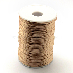 Polyester Cord, Satin Rattail Cord, BurlyWood, 1.5mm, about 109.36 yards(100m)/roll(OCOR-Q022-49)