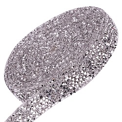Glitter Resin Hotfix Rhinestone(Hot Melt Adhesive On The Back), Rhinestone Trimming, Costume Accessories, Clear, 15x2.5mm, 3yard/roll(DIY-WH0157-43F-04)