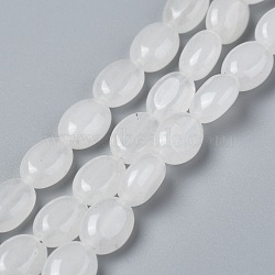 Natural White Jade Beads Strands, Oval, 8x6x3.5~4mm, Hole: 1mm, about 45~52pcs/strand, 15.16~15.74 inch(38.5~40cm)(G-Z006-A34)