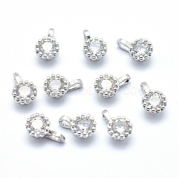 Brass Charms, with Cubic Zirconia, Cadmium Free & Nickel Free & Lead Free, Diamond, Clear, Real Platinum Plated, 7.5x4.5x3.5mm, Hole: 1x2.5mm(ZIRC-J040-31P-02-NR)