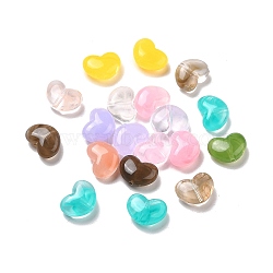 Opaque Acrylic Beads, Heart, Mixed Color, 15.5x21x9mm, Hole: 2mm(SACR-E003-07)