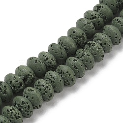 Synthetic Lava Rock Beads Strands, Dyed, Rondelle, Saucer Beads, Dark Sea Green, 8x5mm, Hole: 1.8mm, about 73pcs/strand, 14.57''(37cm)(G-B087-02A-04)