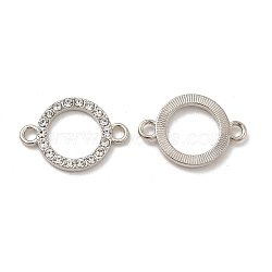 Alloy Connector Charms with Crystal Rhinestone, Ring Links, Nickel, Platinum, 16x23x2.5mm, Hole: 2.4mm(X-FIND-H039-81P)