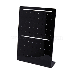 72-Hole Acrylic Slant Back Earring Display Stands, L-Shaped Earring Organizer Holder, Black, 4.25x15x21cm(EDIS-WH0021-33A)