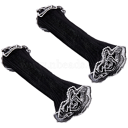 8 Yards Polyester Bouquet Packaging Net, Imitation Pearl Edge Bouquet Wrapping Paper, Black, 280mm(AJEW-CY0001-74A)