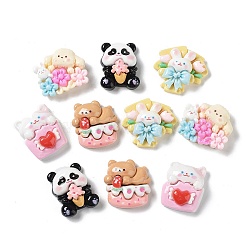 Opaque Resin Animal Cabochons, Rabbit & Panda & Bear, Mixed Shapes, Mixed Color, 22~24.5x19.5~25.5x8.5~11mm(CRES-M026-25)