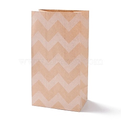 Rectangle Kraft Paper Bags, None Handles, Gift Bags, Wave Pattern, BurlyWood, 13x8x24cm(CARB-K002-04B-04)