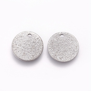 304 Stainless Steel Charms, Textured, Flat Round with Bumpy, Stainless Steel Color, 12x0.8mm, Hole: 1.4mm