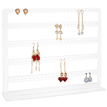 5-Tiers Acrylic Earring Display Stand, 120 Holes Hanging Earring Organizer, Rectangle, Clear, Finish Product: 30x6x24cm