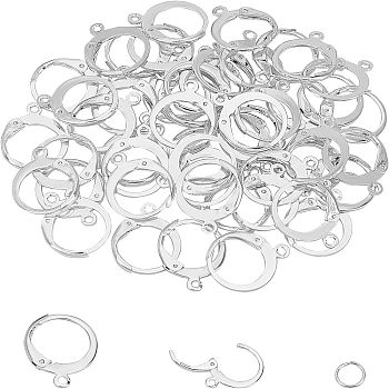 Unicraftale 304 Stainless Steel Leverback Earring Findings, with Loop, 304 Stainless Steel Open Jump Rings, Silver, 100pcs/box