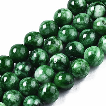 Natural Quartz Beads Strands, Dyed, Round, Green, 8mm, Hole: 1~1.2mm, about 45~46pcs/strand, 14.76 inch(37.5cm)