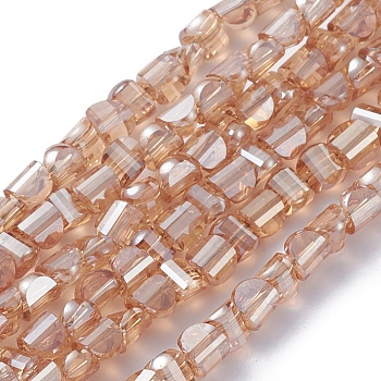 Electroplate Glass Beads Strands, Faceted, Pearl Lusted Plated, Half Round, Sandy Brown, 4x4x3mm, Hole: 0.8mm, about 148pcs/strand, 19.69 inch(50cm)