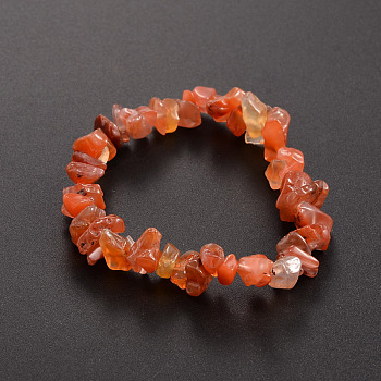 Chips Natural Carnelian(Dyed) Beaded Stretch Bracelets, 1-3/4 inch(4.5cm)