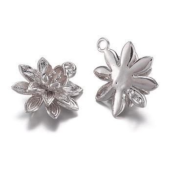 Long-Lasting Plated Brass Links connectors, Flower, Cadmium Free & Nickel Free & Lead Free, Real Platinum Plated, 20x16x7mm, Hole: 1.5mm