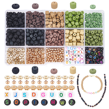PandaHall Elite Handmade Polymer Clay Bead Strands, for DIY Jewelry Crafts Supplies, Craft Acrylic Horizontal Hole Letter Beads, Column & Cube & Flower, Mixed Color, 5~7x2~6mm, Hole: 1.5~2mm, 731~739pcs/box