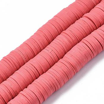 Flat Round Handmade Polymer Clay Beads, Disc Heishi Beads for Hawaiian Earring Bracelet Necklace Jewelry Making, Light Coral, 12mm