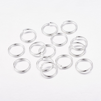 Open Jump Rings Brass Jump Rings, Cadmium Free & Lead Free, Silver, 10x1mm, 18 Gauge, Inner Diameter: 8mm, about 2600pcs/500g
