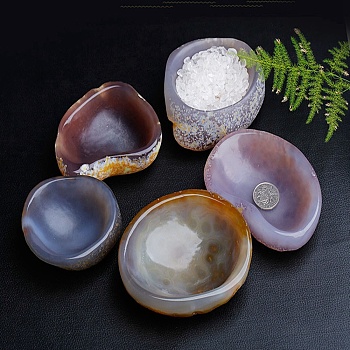Natural Agate Charging Bowl for Cleansing, Recharging Crystal & Reiki Gemstones, Home Decoration, 90~110mm