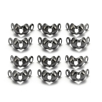 Iron Bead Tips, Cadmium Free & Lead Free, Calotte Ends, Clamshell Knot Cover, Iron End Caps, Open Clamshell, Gunmetal, 7.5x4mm, Hole: 1mm, Inner Diameter: 3mm, about 625pcs/50g