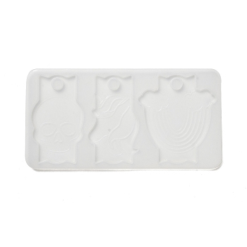 DIY Pendant Silhouette Silicone Molds, Resin Casting Molds, for UV Resin, Epoxy Resin Craft Making, White, 90x175x5mm, Hole: 10.5mm, Inner Diameter: 46~68.5x79mm