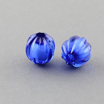 Transparent Acrylic Beads, Bead in Bead, Pumpkin, Medium Blue, 14mm, Hole: 4mm, about 390pc/500g
