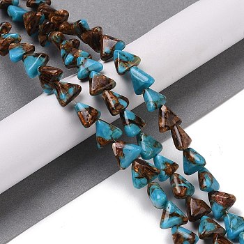 Assembled Bronzite and Synthetic Turquoise Beads Strands, Triangle, 9.5~10x11x5~6mm, Hole: 1.2mm, about 42pcs/strand, 15.47''~15.75''(39.3~40cm)