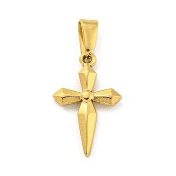 Ion Plating(IP) 304 Stainless Steel Pendants, Cross Charm, Golden, 18.5x12x2mm, Hole: 6x2.5mm