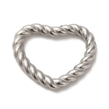 304 Stainless Steel Linking Rings, Twisted Heart, Stainless Steel Color, 25x30x3.5mm