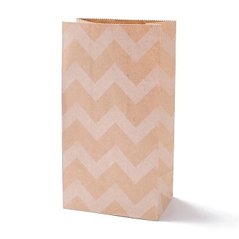 Rectangle Kraft Paper Bags, None Handles, Gift Bags, Wave Pattern, BurlyWood, 13x8x24cm