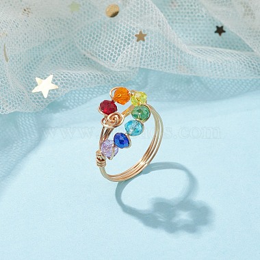 Colorful Glass Teardrop Finger Ring(RJEW-JR00653)-2