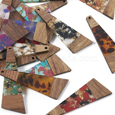 Pandahall 16Pcs 8 Colors Transparent Resin & Walnut Wood Big Pendants(RESI-TA0001-95)-3