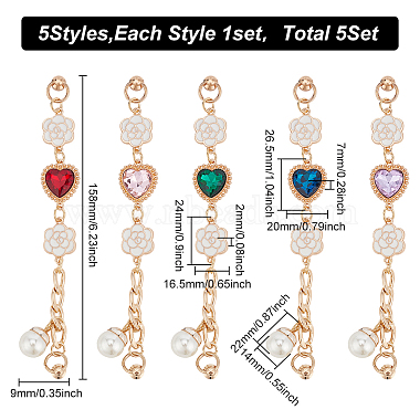 WADORN 5 Sets 5 Colors Retro Love Heart Jewelry Phone Case Chain Strap(AJEW-WR0001-40)-2