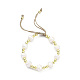 bracelet réglable en perles naturelles et en laiton tressé pour femme(BJEW-O187-01)-1