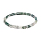 Natural Moss Agate Column Beaded Stretch Bracelet(BJEW-JB08989-05)-1