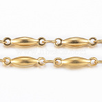 3.28 Feet Ion Plating(IP) 304 Stainless Steel Bar Link Chains, Soldered, Golden, 11x2.5x2.2mm(X-CHS-H009-18G)