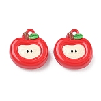 Baking Paint Alloy Charms, Apple Charms, Red, 13.5x12.5x5.5mm, Hole: 1.2mm(FIND-G109-03)