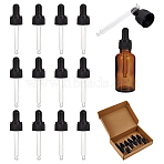 Straight Tip Glass Droppers, with Rubber Bulb and Screw Cap, for Glass Essential Oils Dropper Bottles, Black, 81x21mm, Capacity: 15ml(PH-TOOL-G011-13C)