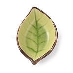 Ceramic Dipping Dish, Snack Serving Dish, Iee Crack Glazed, Leaf, Olive, 108x71x29mm(AJEW-WH0258-570B)