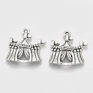 Tibetan Style Alloy Pendants, Circus, Lead Free & Cadmium Free, Antique Silver, 22x21x4mm, Hole: 1.6mm(X-TIBEP-T052-21AS-RS)