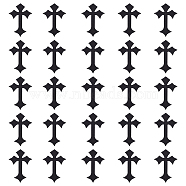Cross Shape Iron On Patches, Stick On Patch, Costume Accessories, Appliques, Black, 103x73x1mm(PATC-WH0001-100)